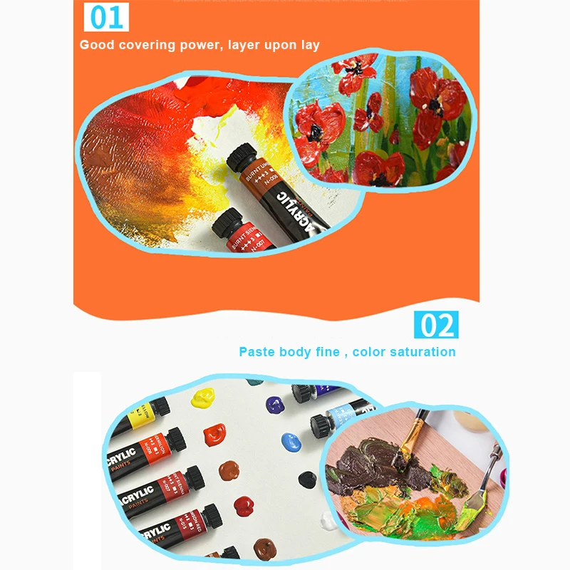 

Акриловая Высококачественная художественная краска 12 мл набор трубок 12/24 набор акриловых красок B2Cshop