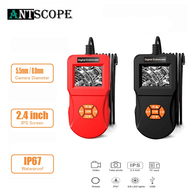 Antscope 2 4 дюймов промышленная камера эндоскоп 1080P Инспекционная для инструмента
