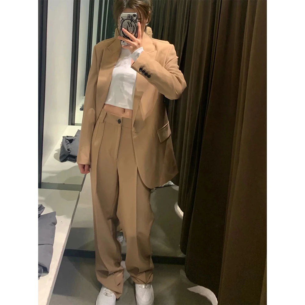 

2021 New Women 2 piece set suit Blazer and Trousers Elegant High Fashion Chic Lady Woman blazer Outfits