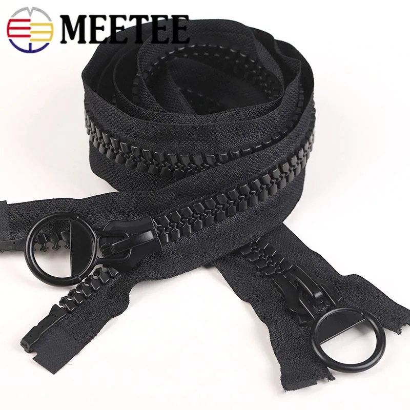 Meetee 20 # Экстра большой смоляной молнии черный один открытый/двойной открытый для