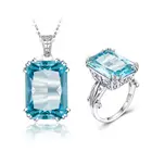 Набор из кольца и подвески Szjinao из серебра 925 пробы с синим аквамарином