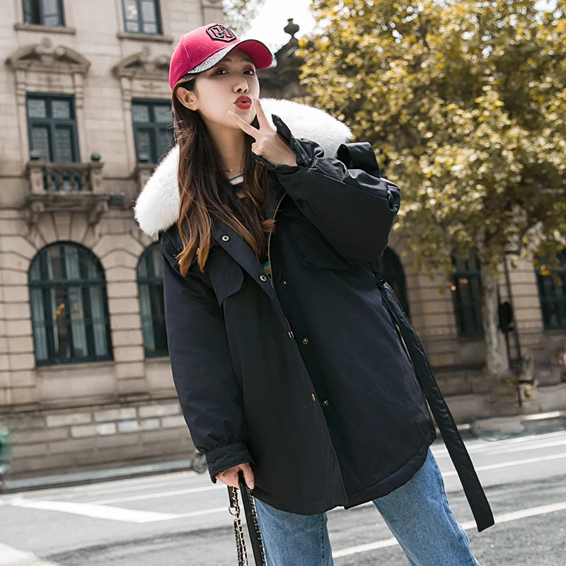 Fitaylor новинка зимние куртки для женщин большой натуральный меховой воротник