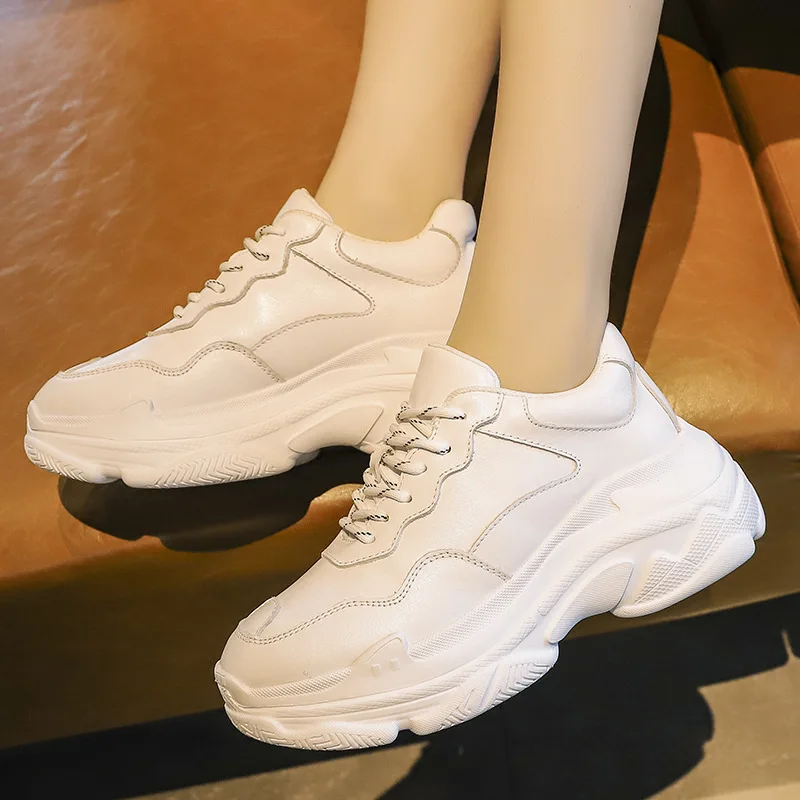 Высокие белые кроссовки для женщин Новинка лета 2019 дикая спортивная обувь на
