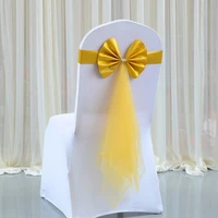 1pcs gold wedding chair decoration elastic butterfly chair sashes bow knot tie hotel banquet home decor multi color wholesale