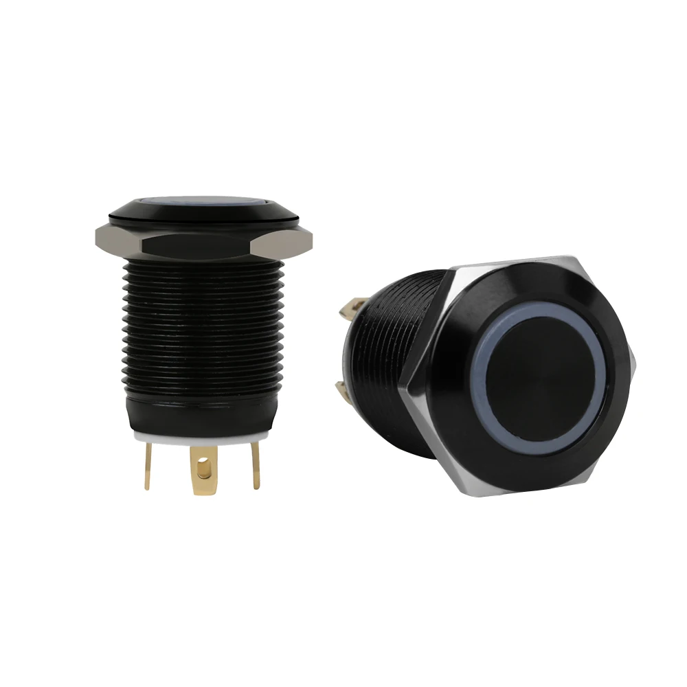 New Waterproof Momentary type Black 12v 4 Pin 12mm Led Light Metal Push Button Switch | Автомобили и мотоциклы