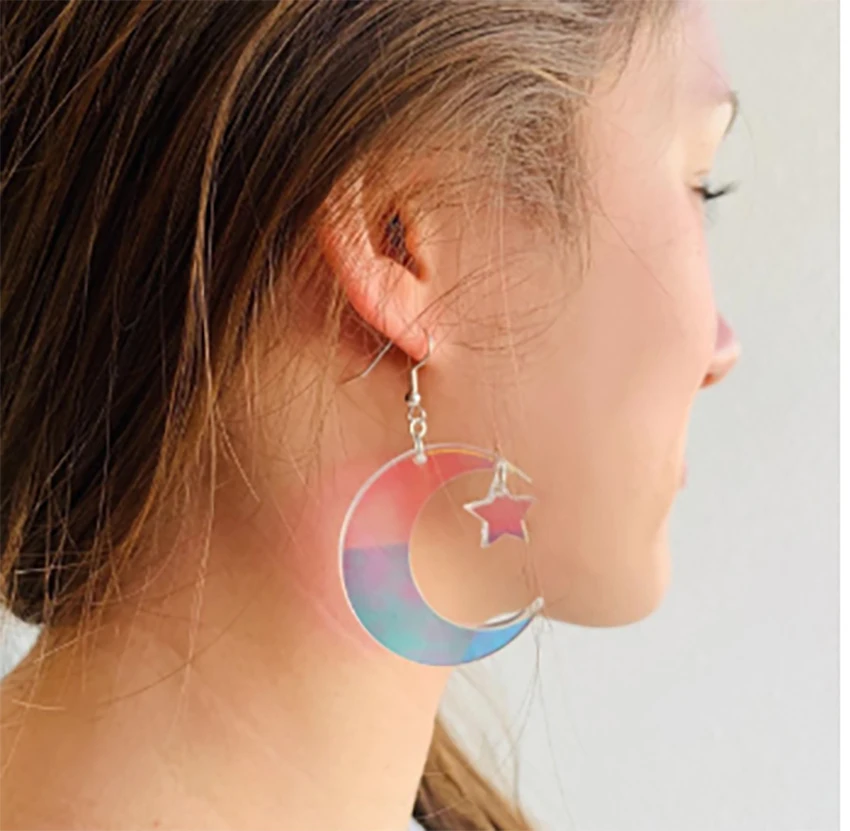 

Acrylic earrings fish bone little ghost fashion exaggerated cute jewelry heart-shaped devil head smiley face plastic bag