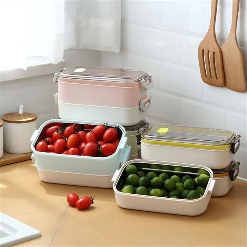 Бесплатная доставка Bento Box Ланч бокс из нержавеющей стали двухслойный