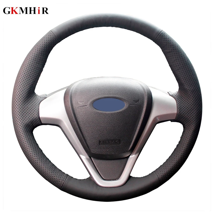 Черная искусственная кожа Мужская прошитая вручную чехол рулевого колеса