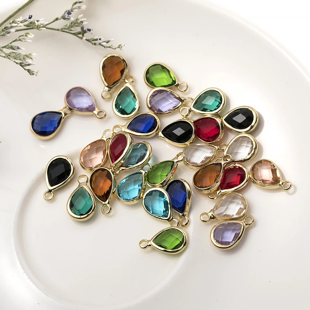 

10pcs Teardrop Crystal Glass Charm Pendant Accessories For Earrings Necklace Jewelry Findings Making Handmade DIY Woman Earring