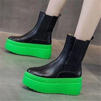 punk goth oxfords creepers women leather round toe high heel platform ankle boots pull on casual shoes 34 35 36 37 38 39 40