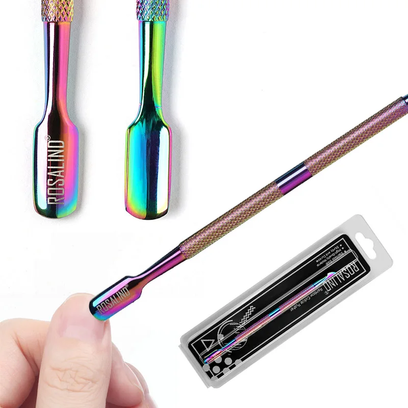 Толкатель для кутикулы ROSALIND из радужной нержавеющей стали инструменты дизайна и