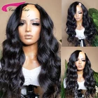 Парик Carina с U-образной частью, парик из волнистых человеческих волос для черных женщин, 180% плотность, бразильские парики без клея, средние U-образные парики