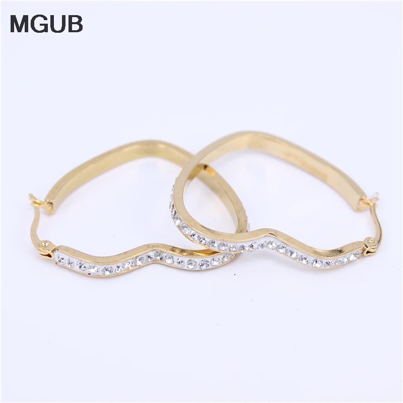 Женские серьги-кольца из нержавеющей стали в форме сердца | Украшения и