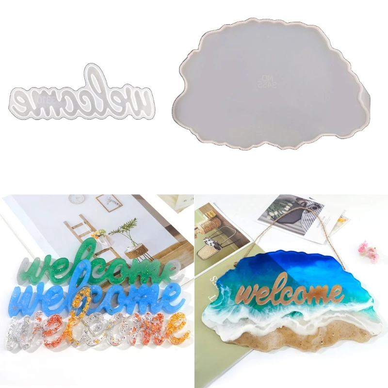 

2 Pcs/Set Crystal Epoxy Resin Mold DIY House Door Hanging Plate Silicone Mould