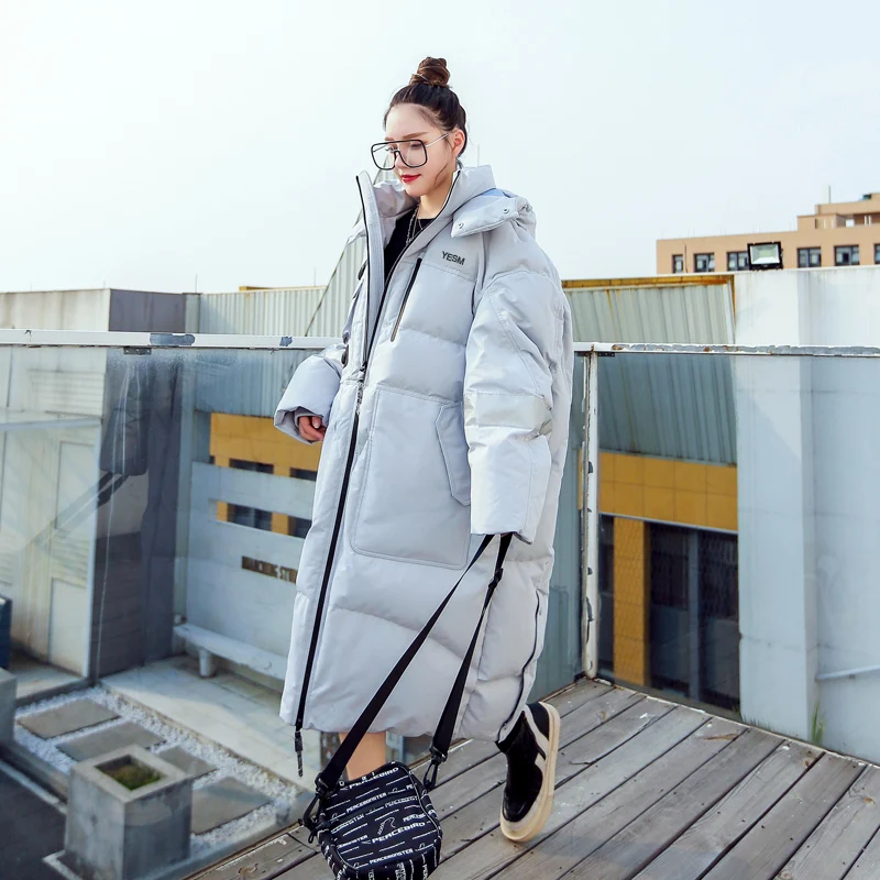 Пуховик женский зимний длинный с капюшоном свободный теплый 2021 | Женская одежда