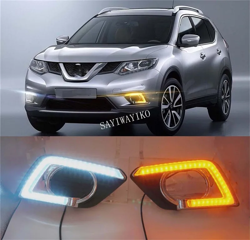 איתות סגנון ממסר 12V LED רכב בשעות היום ריצת אורות עם ערפל מנורה עבור ניסאן x-trail X שביל Xtrail 2014 2015 2016 DRL