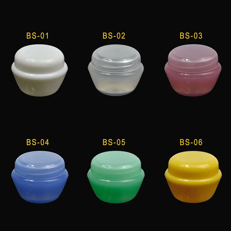 

50pcs-5ml/Jar Empty Mushroom Round Cosmetic Pot Plastic Sample Containers , White/Clear/Yellow Green/Blue Jars With Lids/Makeup