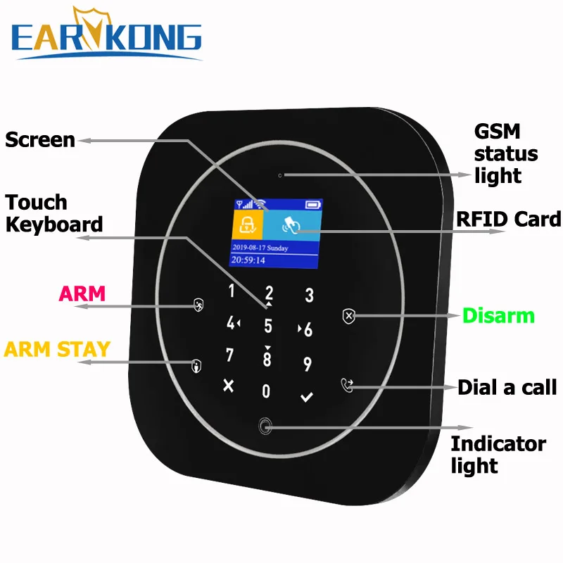 Wifi GSM система домашней сигнализации IOS Android Tuya приложение RFID lcd сенсорная клавиатура 433 МГц беспроводной датчик комплект сигнализации 11 языков для переключения
