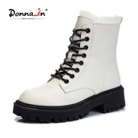 donna in shearling fur lace up martin boots white snow boots women thick bottom lace up platform boots female winter shoes