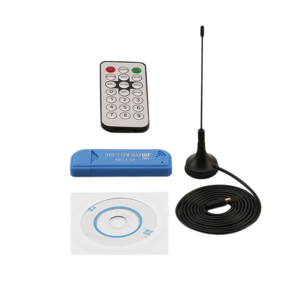 USB 2 0 цифровой DVB T SDR + DAB FM HD ТВ Видео Оборудование тюнер приемник с антенной RC RTL2832U