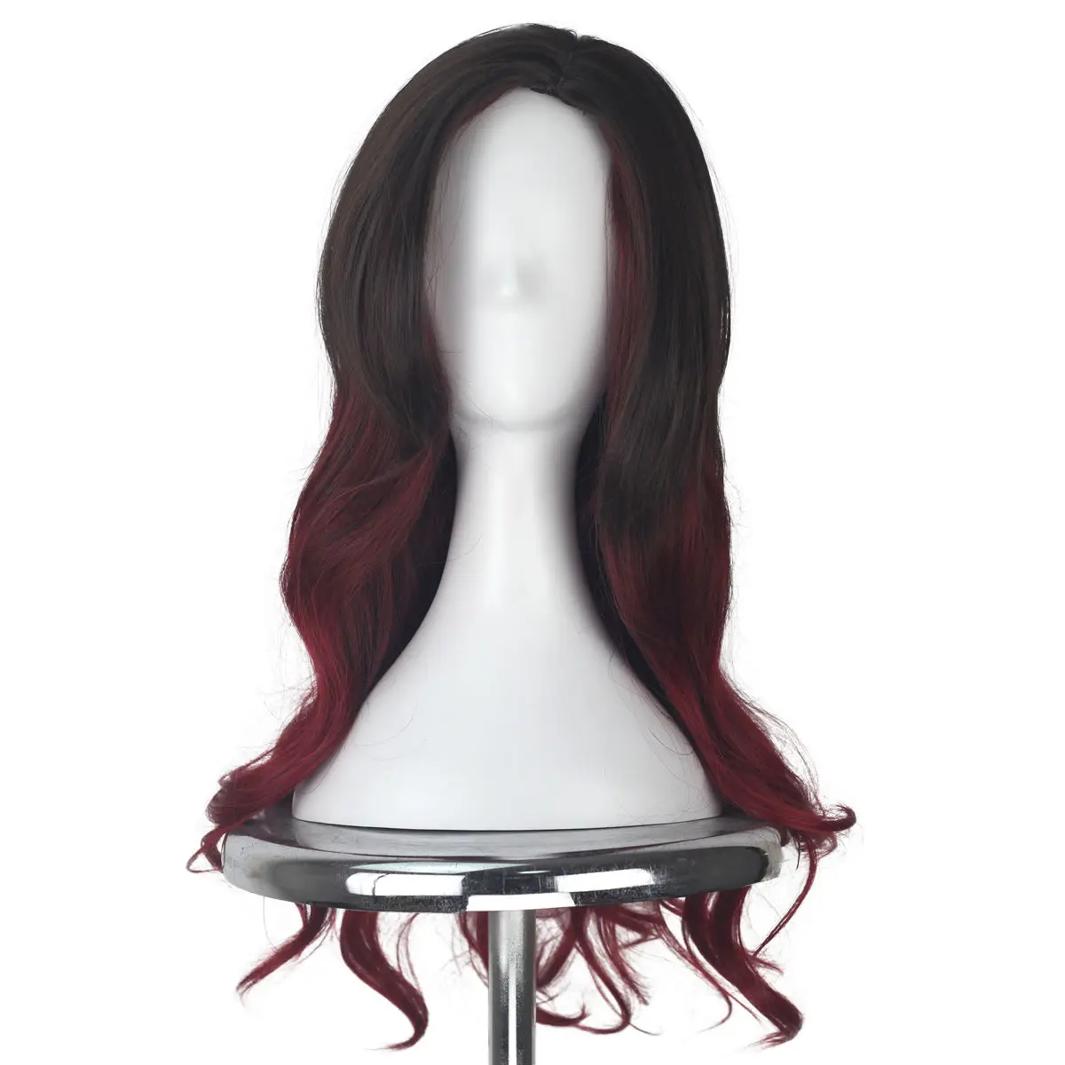 Movie Guardians of the Galaxy 2 Gamora Cosplay Wig Women Long Wavy Two Tone Ombre Black Dark Red Halloween Hair