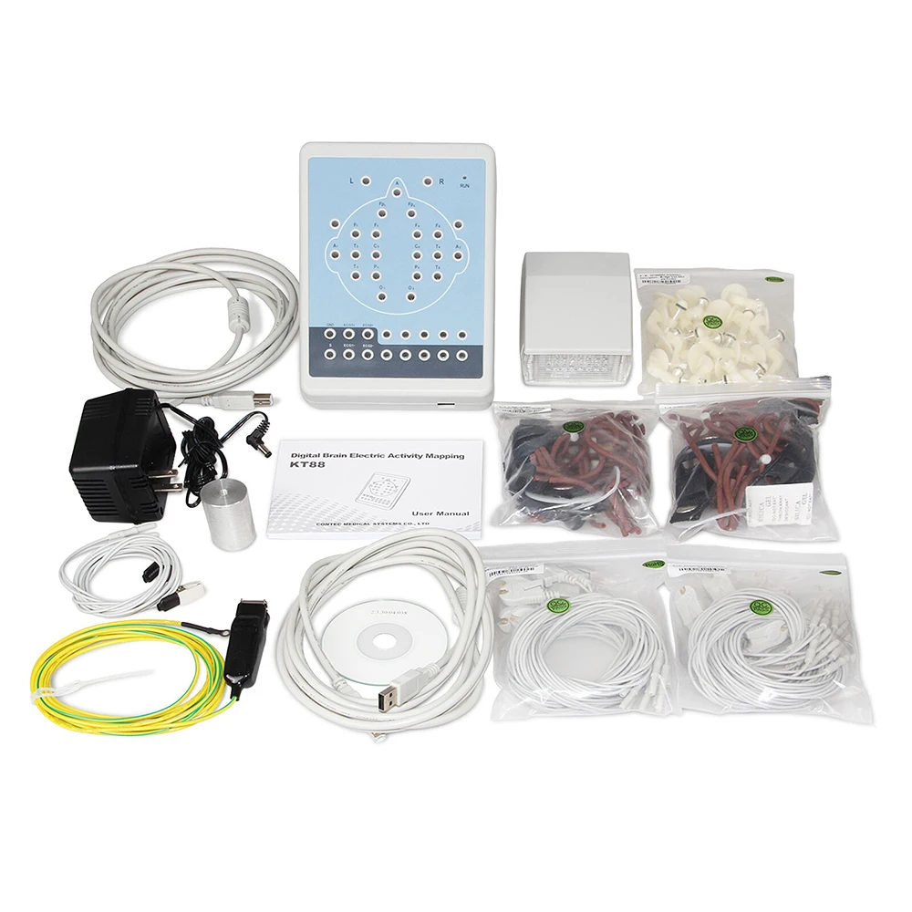 KT88-1018 Digital Brain Activity Mapping System 16 Channel EEG 2CH ECG Machines Auto-Analysis FFT Monitor+2 Tripod +PC software | Красота и