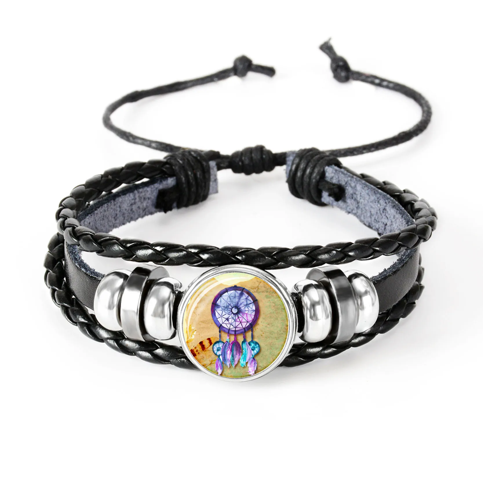 Ловец снов стеклянный браслет ручной работы Плетеный выпуклый для мужчин и