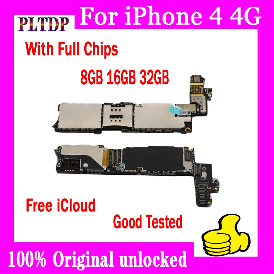 Бесплатный iCloud для iphone 4 4S 5 5C 5S SE материнская плата 8 ГБ/16 ГБ/32 ГБ 100% Оригинальный