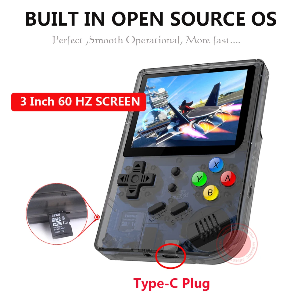 ANBERNIC 3-дюймовый Видеоигра портативная игровая консоль 64 bit retro FC игровая приставка PS 1 игровая приставка RG 300 16G+32G 3000 ретро Игры консоль игра