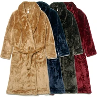thick coral fleece winter warm sleepwear flannel men womens robe mink fleece home night gown bathrobe