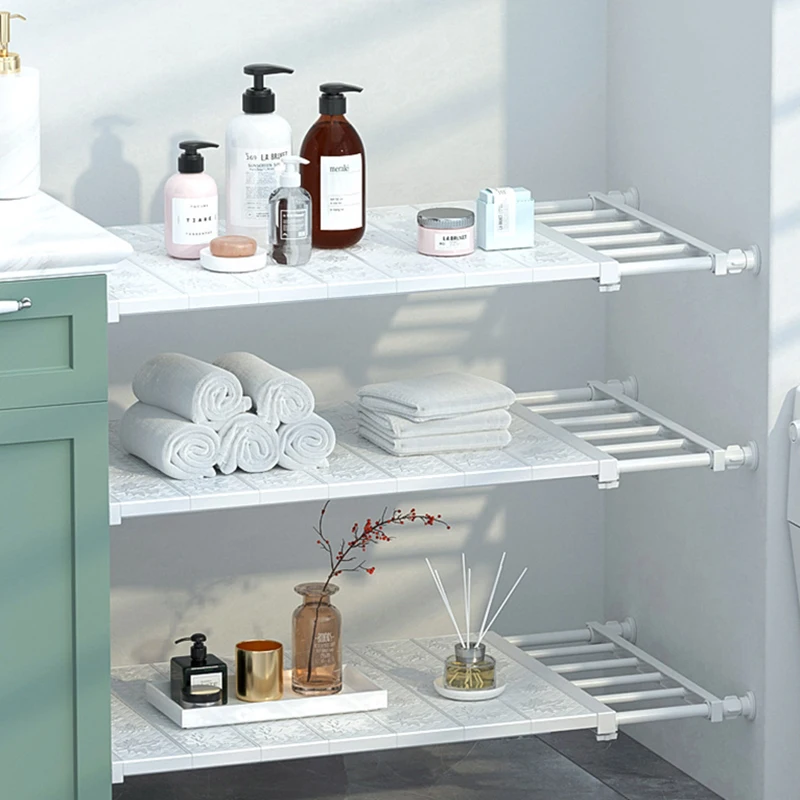 

35cm Width Adjustable Closet Organizer Storage Shelf for Cabinet Wardrobe Holder Wall Mounted Kitchen Rack Bathroom Shelves