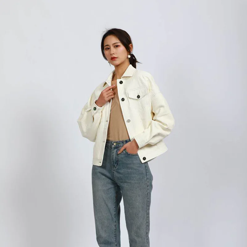 Женская шуба из натуральной кожи элегантное белое пальто 2021 овчины в Корейском