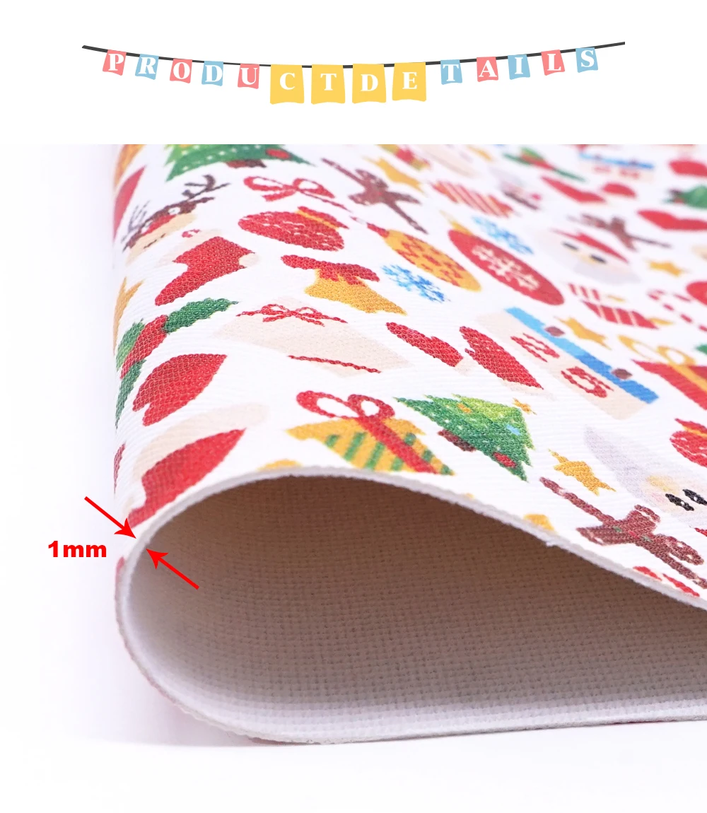 Diy аксессуары 30*136 см Рождество Санта Клаус напечатано искусственная Синтетическая кожа листы для лука, DIY материалы ручной работы L43