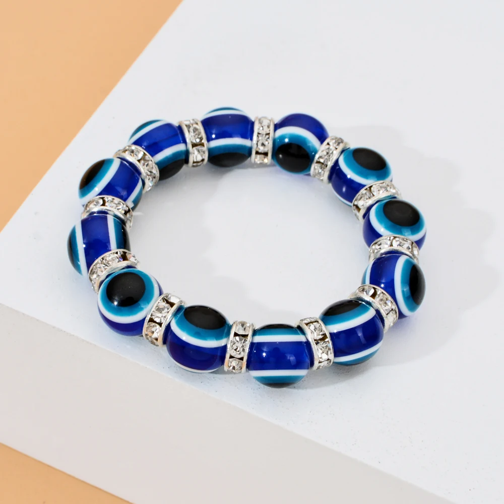 Классический браслет со стразами в виде злых глаз Детский Эластичный