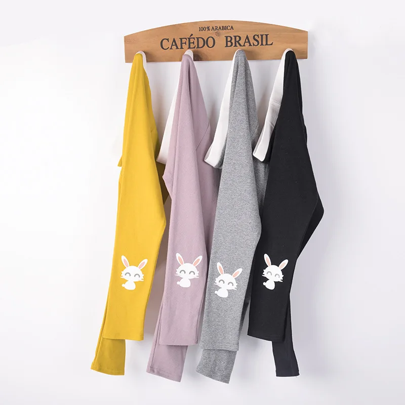 Леггинсы для девочек однотонные спортивные брюки леггинсы с мультяшным Кроликом