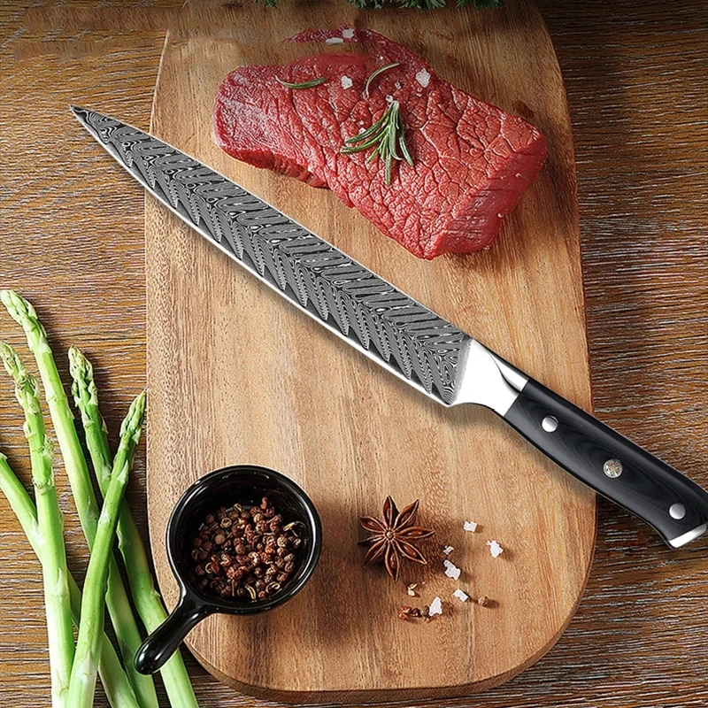 

8 Inch Damascus Chef Knife Japanese AUS-10 Super Steel 67Layer Damascus Steel Professional Chef's Knife Kitchen Cooking Cutlery
