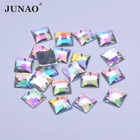 junao 8mm 10mm sewing ab crystal square rhinestone flatback acrylic crystal applique sew on stones for dress needlework crafts