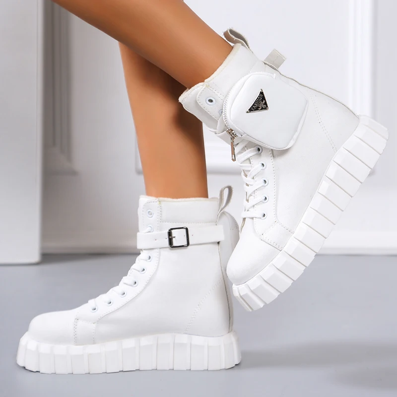 

Женские ботильоны на шнуровке, черные ботинки на толстой подошве, повседневные модные ботинки, зима 2021