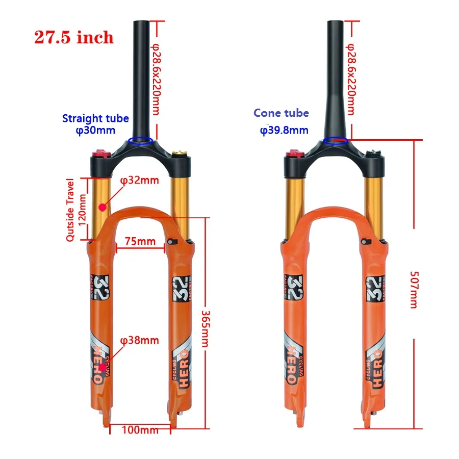 

Catazer MTB Air Suspension Fork Bicycle Plug Stroke 100-120MM 1720g 32MM 26 27.5 29 Inch Mtb Fork Mountain Bike Fork