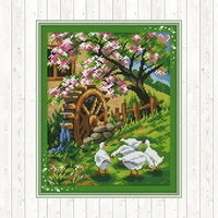 cross stitch fabric for embroidery kit landscape painting 14 11ct counted printed canvas water soluble dmc diy crafts needlework