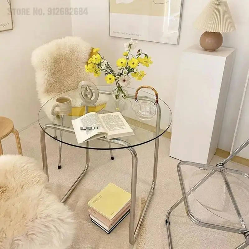 Стеклянный журнальный столик в скандинавском стиле прозрачная домашняя мебель