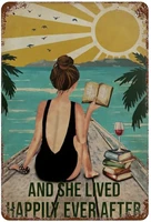 graman girl love wine and book summer ocean anique metal tin sign metal tin sign wall decor for home cafes pubs club man c