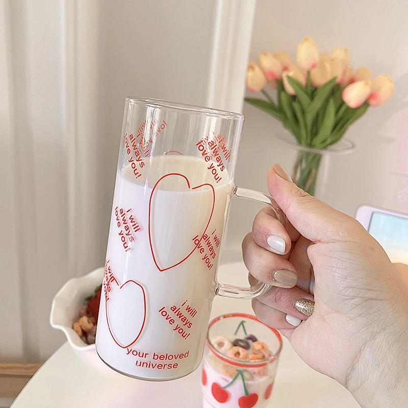 Бокал для питья в корейском ретро стиле с надписью Love креативная прозрачная