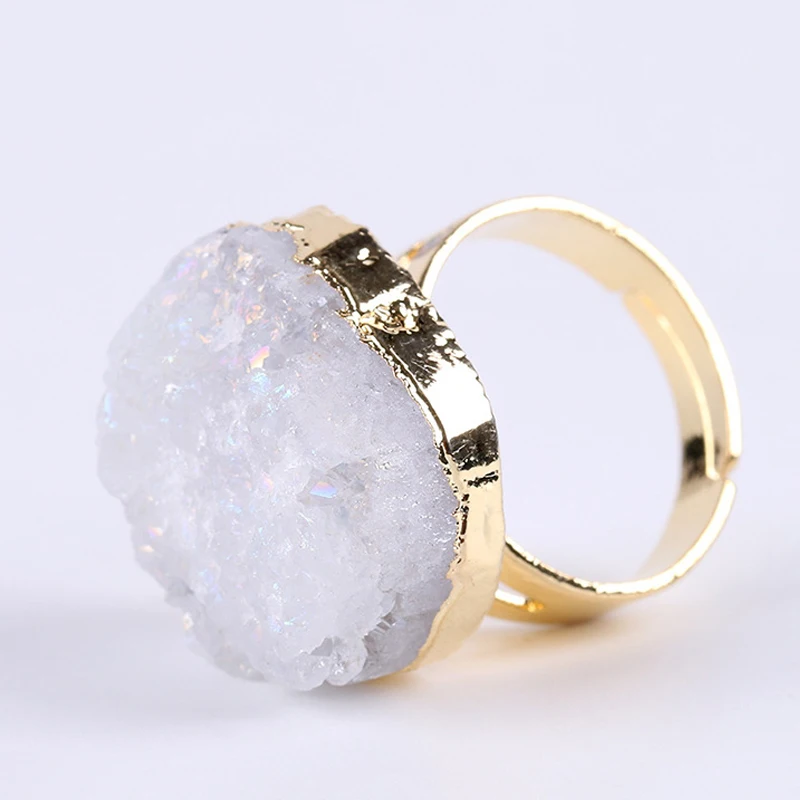 Новые Кольца M & G с натуральным кристаллом большие Регулируемые кольца модные