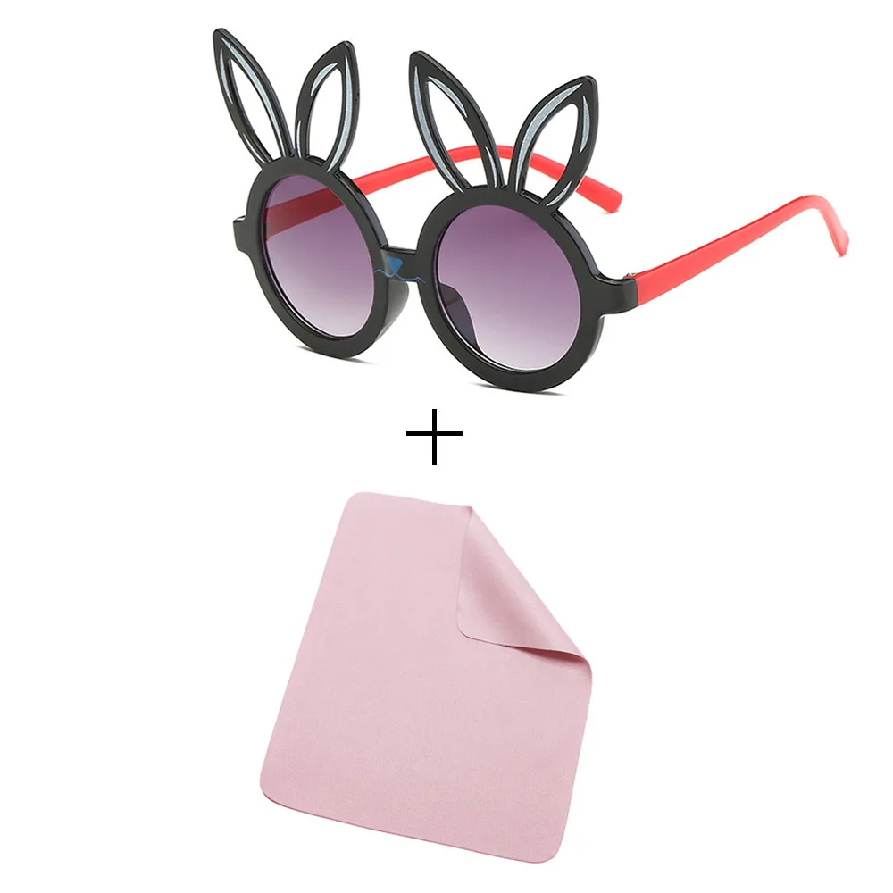Glasses and cloth Минимальный милый кролик форма гибкие детские солнцезащитные очки UV400 очки оттенки младенческой поляризованные ребенок для маленьких детей Защитный солнцезащитные очки - Цвет линз: Glasses and cloth