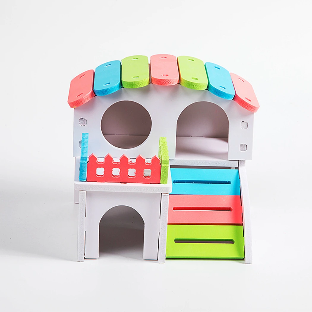rainbow color hamster nest sleeping house luxury cage pet diy hideout hut toy small animal supplies hamster hideout free global shipping