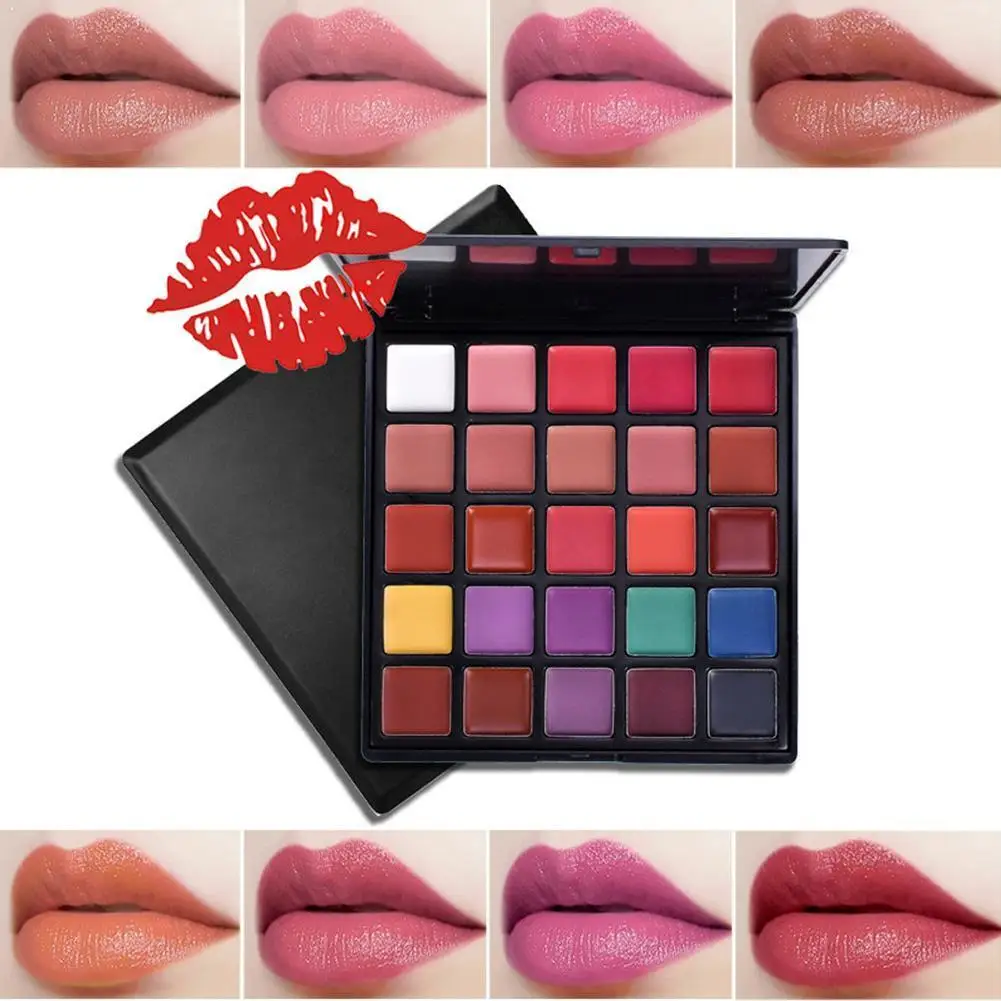25 цветов Палитра теней для век Увлажняющий блеск губ макияж помада стойкая