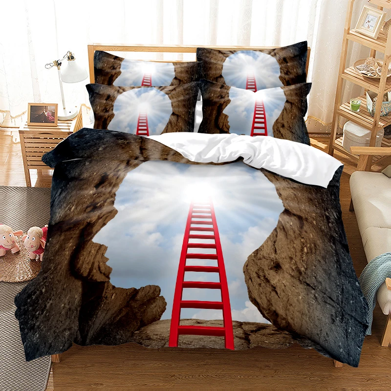 

Philosophy Bedding Set Climb The Ladder Quilt Cover Pillowcase Students Bed Linen Set King Size Adult Kids Gift Duvet Cover Set
