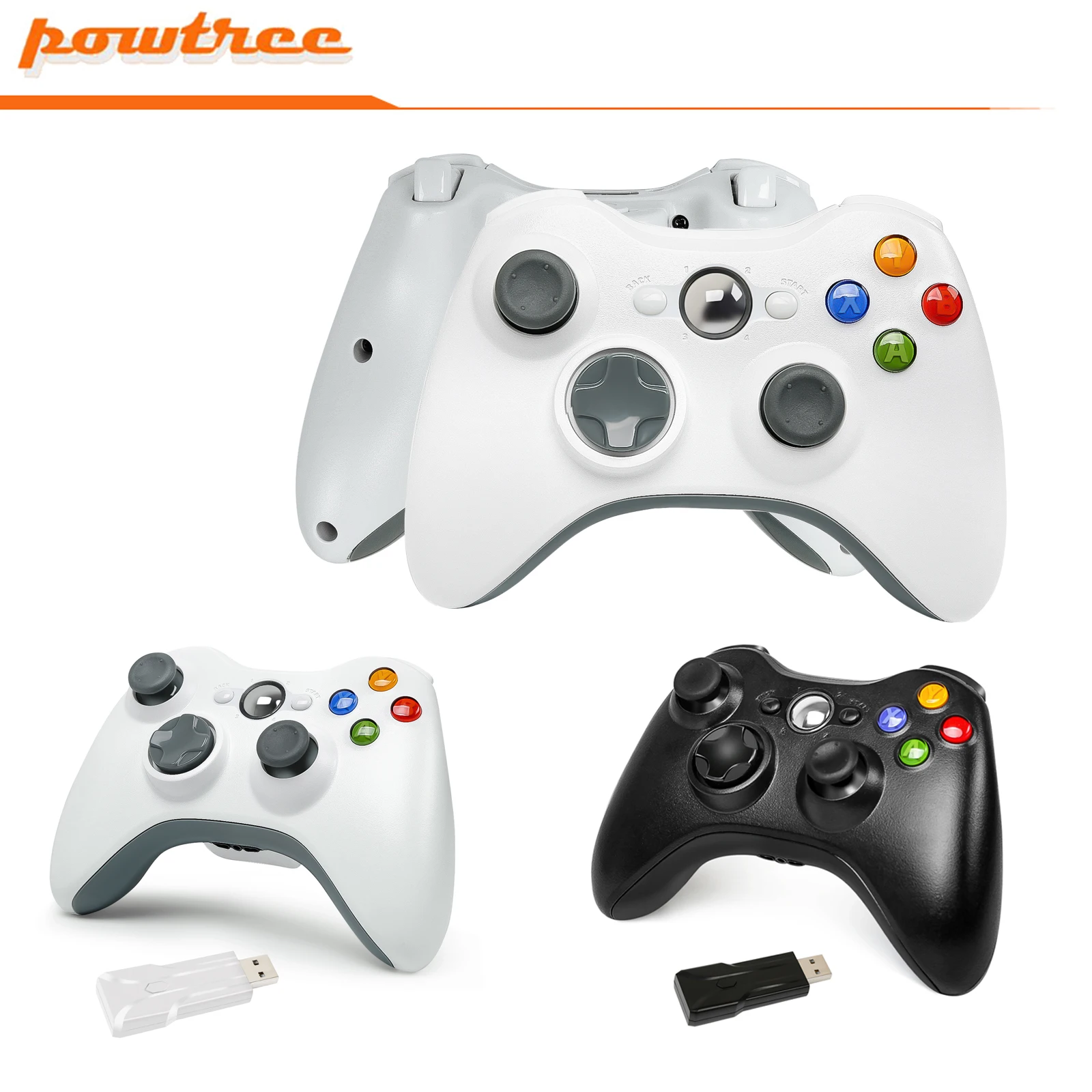 

Powtree 2.4G Wireless Gamepad For Microsoft Xbox 360 Wireless Controller Joystick + Controller Receiver For Xbox360 PC win7/8/10