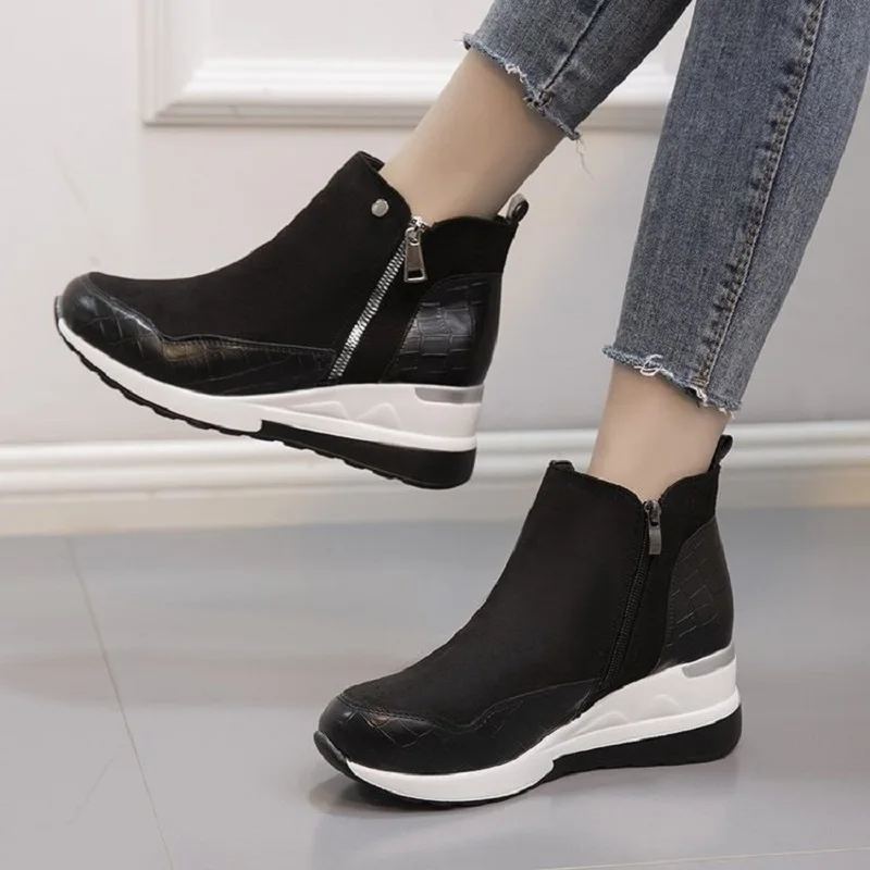 

Women Short Boots Autumn Winter Boots Chunky Sneakers Ankle Boots Women Martin Boots Zipper Buckle Platform Boots Zapatos Mujer